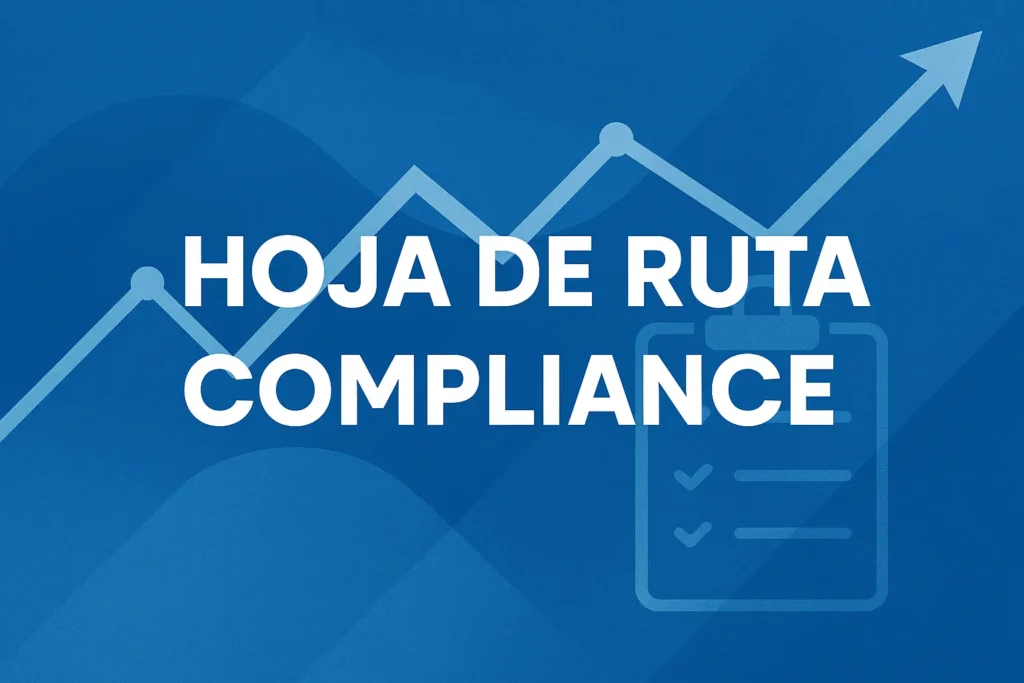 Banner de hoja de ruta compliance con gráfico ascendente y lista de verificación