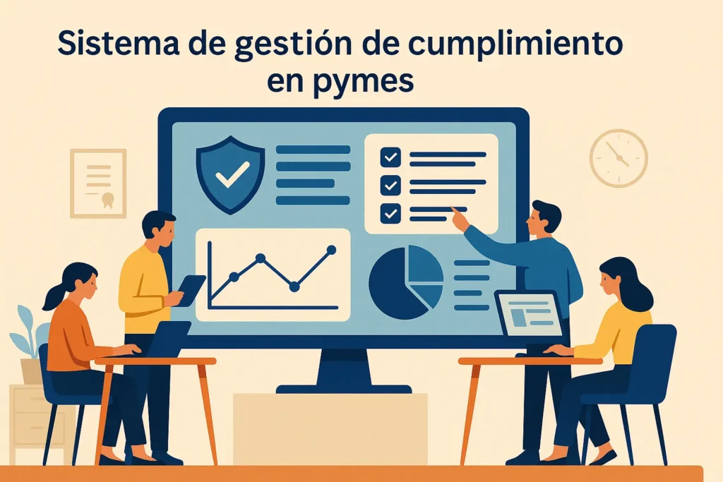 Ilustración de un sistema de gestión de cumplimiento en una oficina de pyme